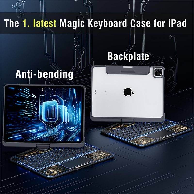 360 Swivel Keyboard Clear Case For IPad Cover With Pen Slot - - #tag1#