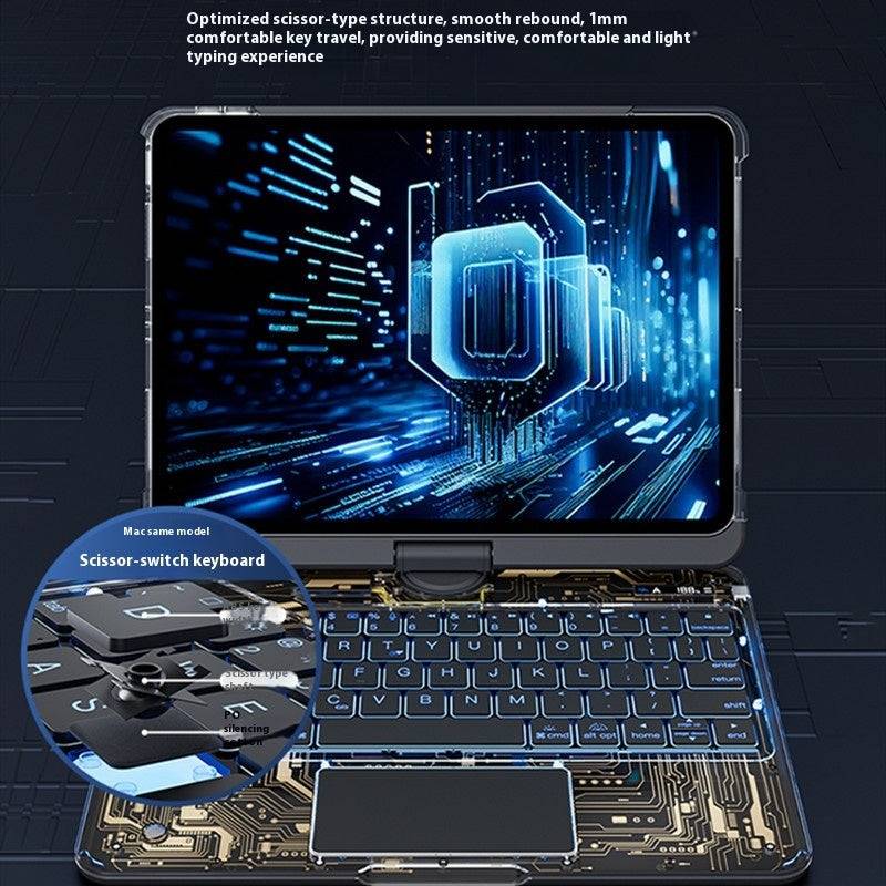 360 Swivel Keyboard Clear Case For IPad Cover With Pen Slot - - #tag1#