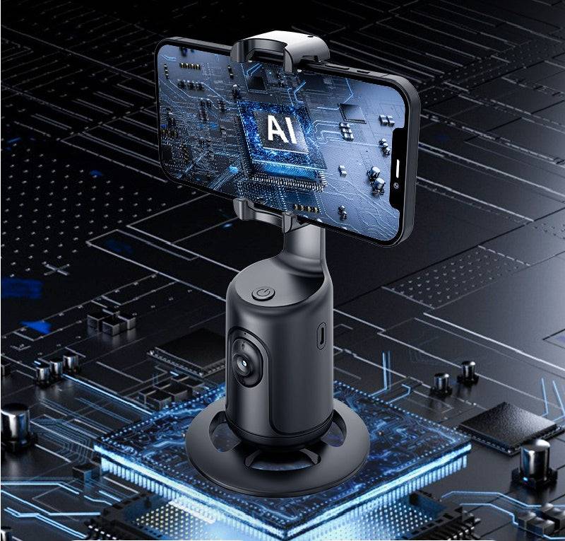 360° AI Face Tracking Phone Holder with Hand Gesture Recognition and Tripod - - #tag1#