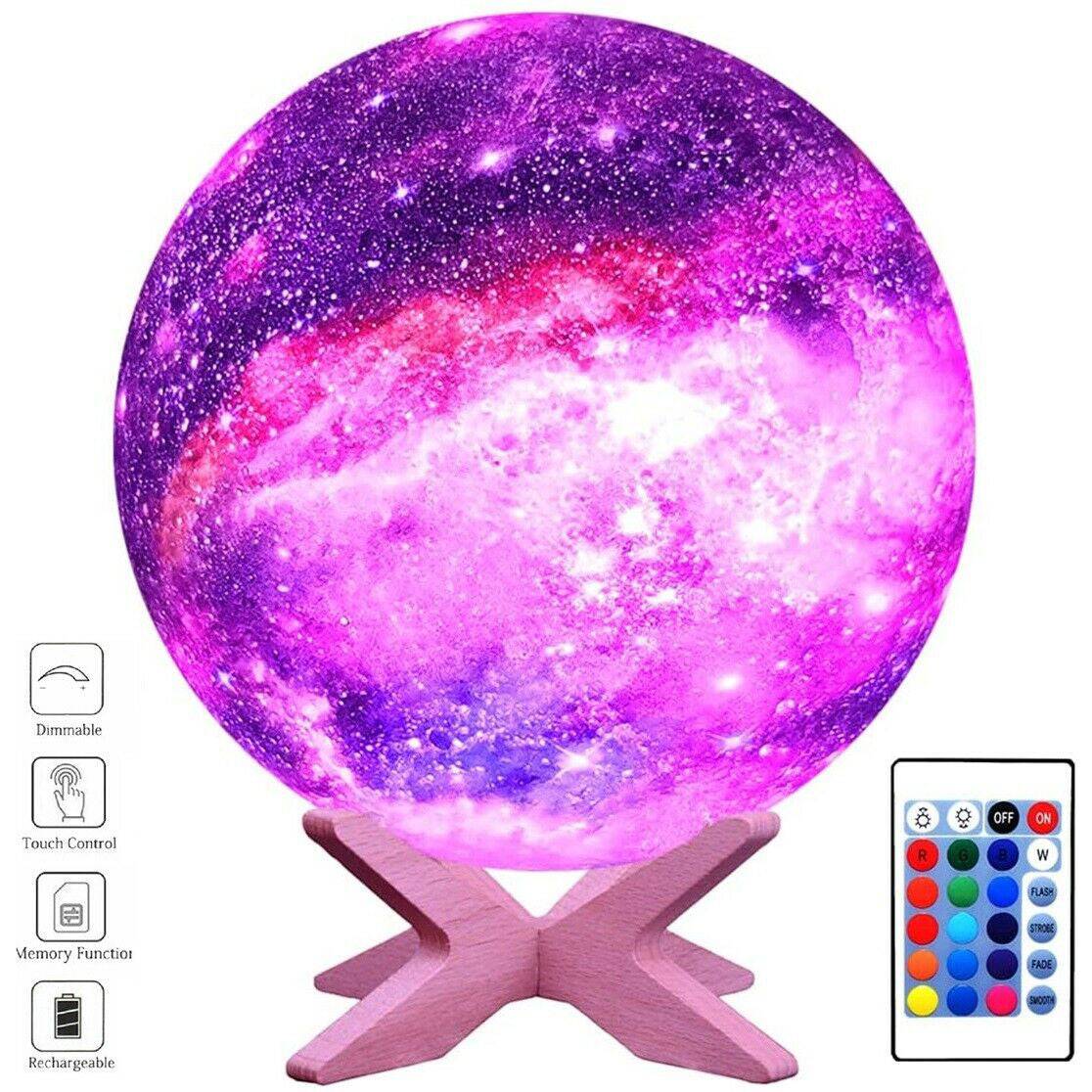 3D Galaxy Night Lunar Light Touch Color Changing Moon Lamp - Night Lights - #tag1#