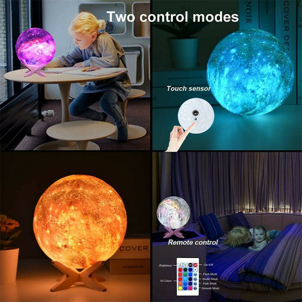 3D Galaxy Night Lunar Light Touch Color Changing Moon Lamp - - #tag1#