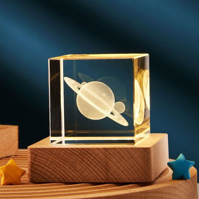 3D Transparent Crystal Cube Desktop Decoration Small Night Lamp - - #tag1#