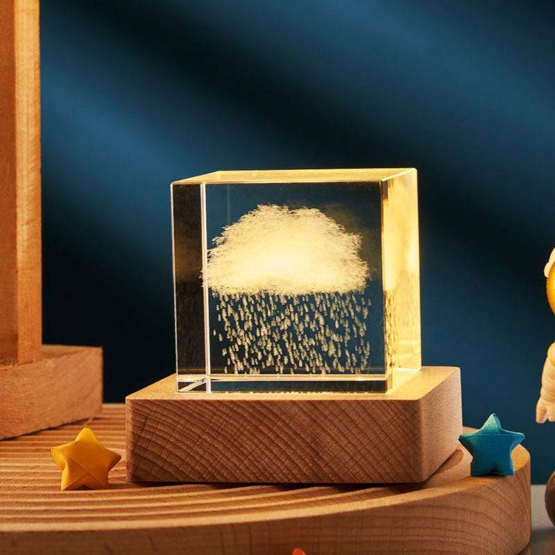 3D Transparent Crystal Cube Desktop Decoration Small Night Lamp - - #tag1#