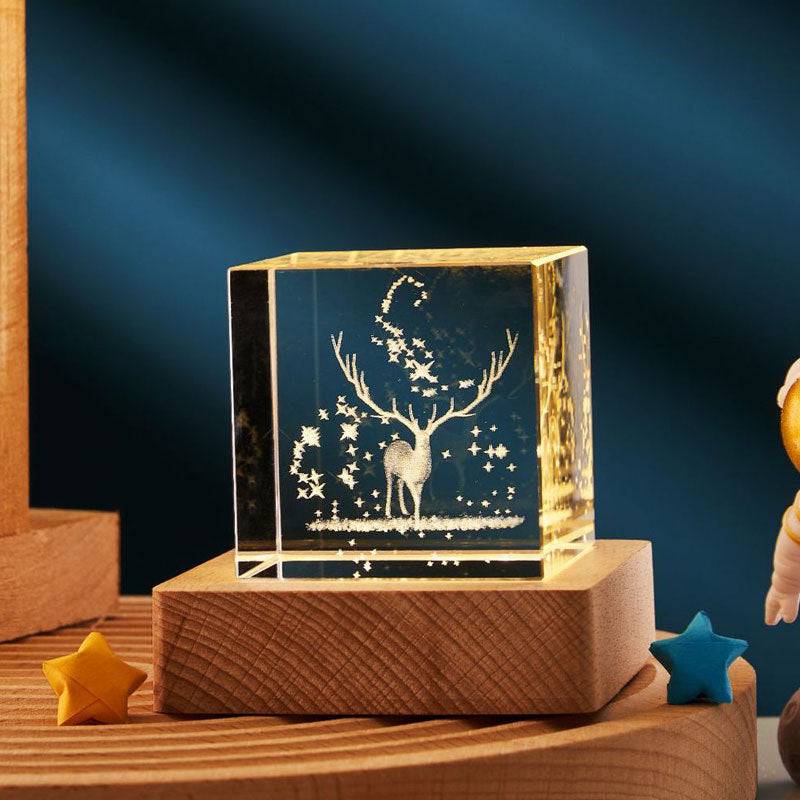 3D Transparent Crystal Cube Desktop Decoration Small Night Lamp - - #tag1#