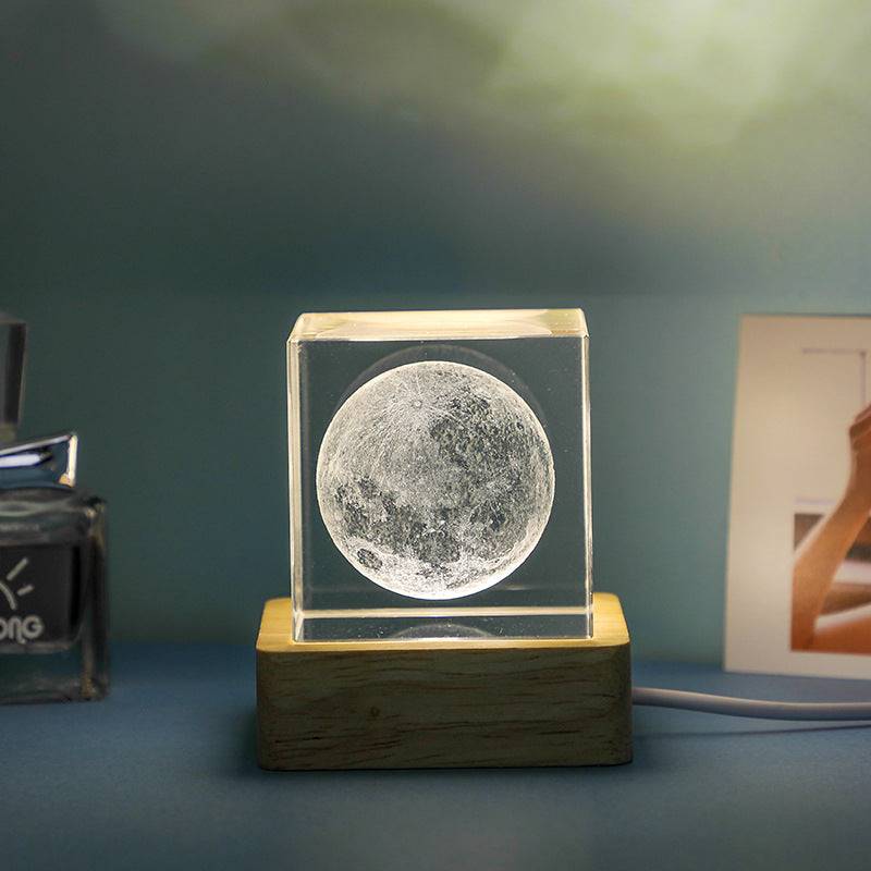 3D Transparent Crystal Cube Desktop Decoration Small Night Lamp - - #tag1#