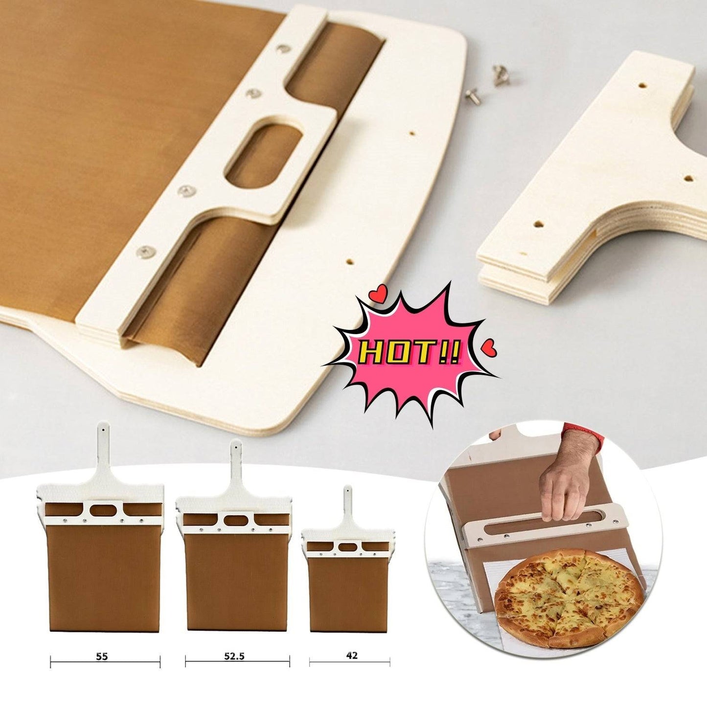 3 Sizes Wooden Handle Transfer Pizza Shovel Kitchen Gadgets - Pizza Shovel - #tag1#