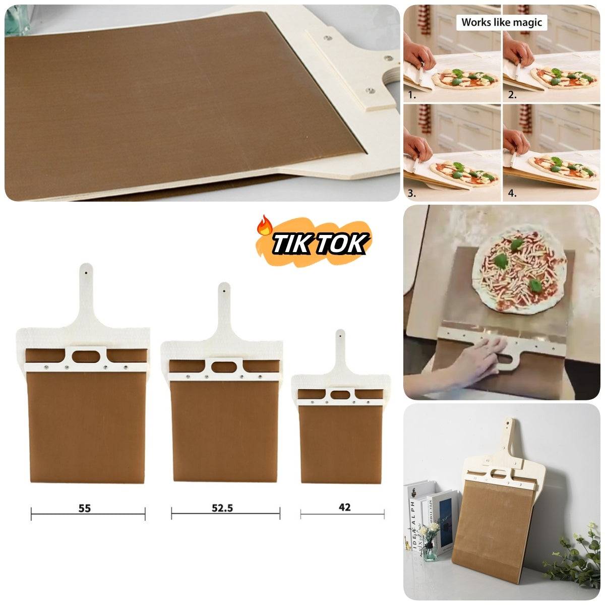 3 Sizes Wooden Handle Transfer Pizza Shovel Kitchen Gadgets - - #tag1#