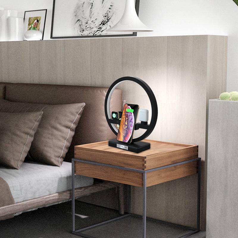 4-in-1 Wireless Charging Bedside Lamp - Power Adapters & Chargers - #tag1#