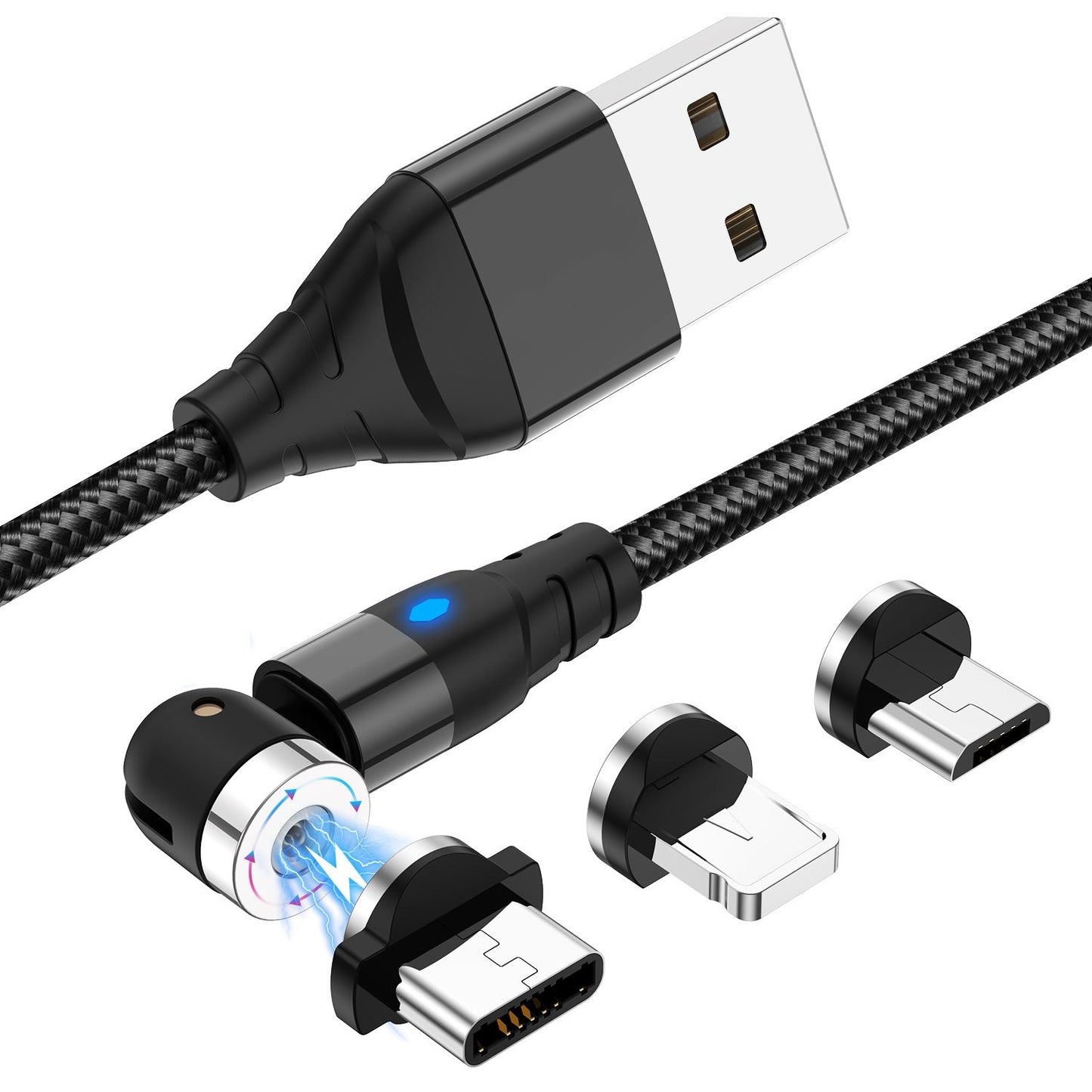 540° Rotating Magnetic Charging Cable for Android, iOS, and Type-C Devices - - #tag1#