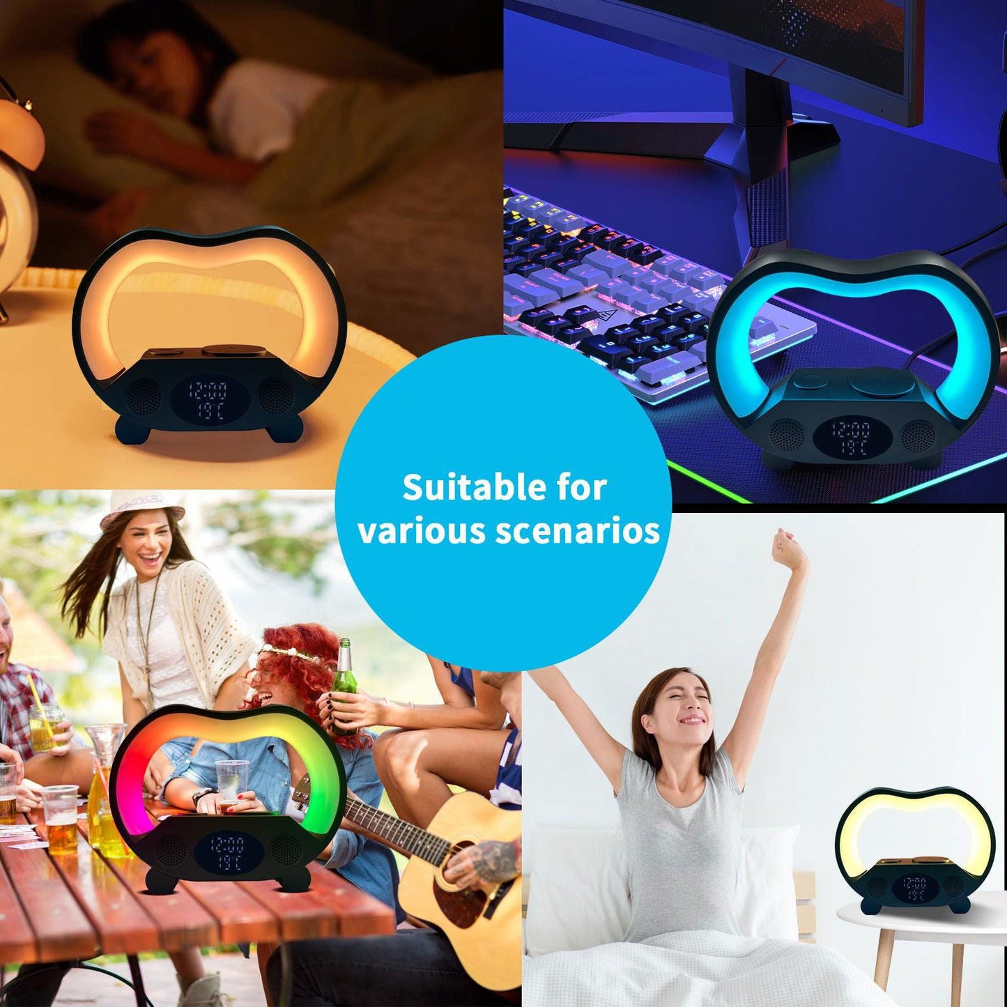 6 In 1 Smart Remote Control Bluetooth Ambience Intelligent LED Table Lamp - - #tag1#