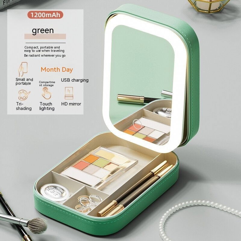 Portable Travel Makeup Storage Box With LED Light Mirror - TopTrendyProduct - - #tag1# - #tag2#
