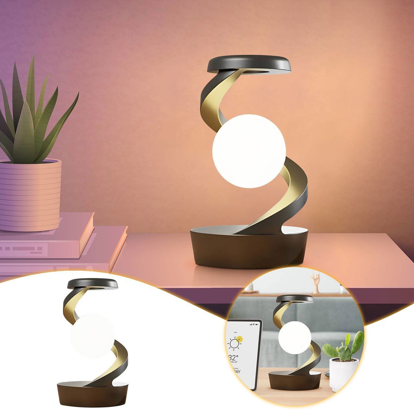 Rotating Moon Desk Lamp With Phone Wireless Charging - TopTrendyProduct - - #tag1# - #tag2#