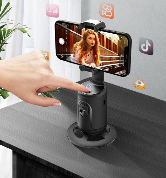 360° AI Face Tracking Phone Holder with Hand Gesture Recognition and Tripod - Mobile Phone Tripods - #tag1# 