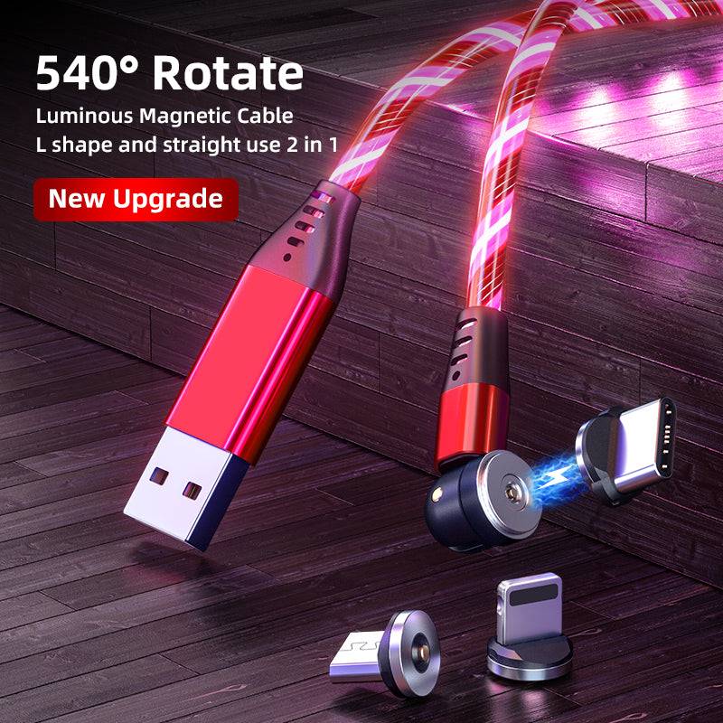 540 Rotate Luminous Magnetic Phone Charging Cable -  - #tag1# 