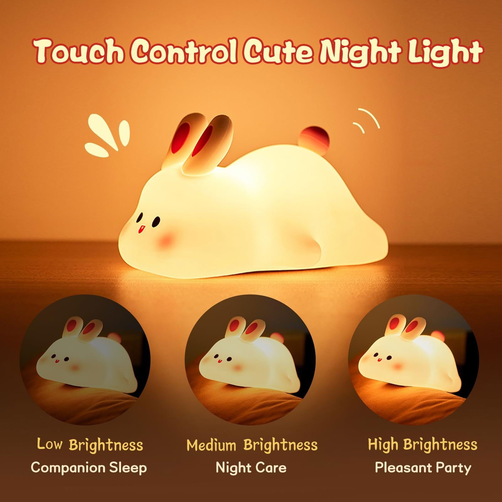 TopTrendyProduct Cute Rabbit Silicone LED Night Light Touch Sensor ZAG home indoor lighting night lights