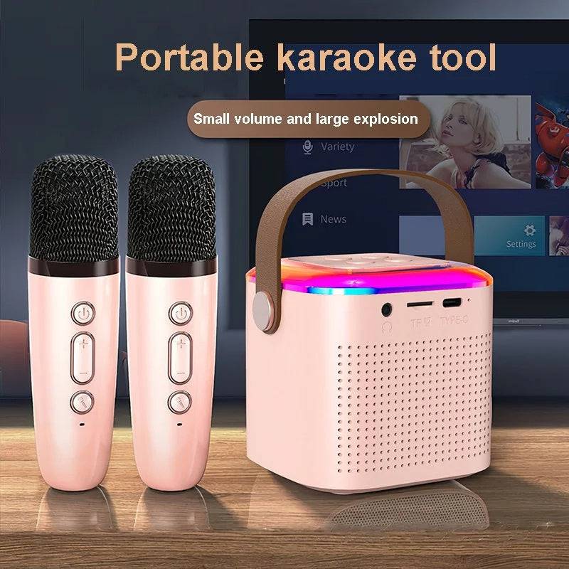 TopTrendyProduct Karaoke Machine Bluetooth Speaker With 2 Wireless Mic RGB Light ZAG home